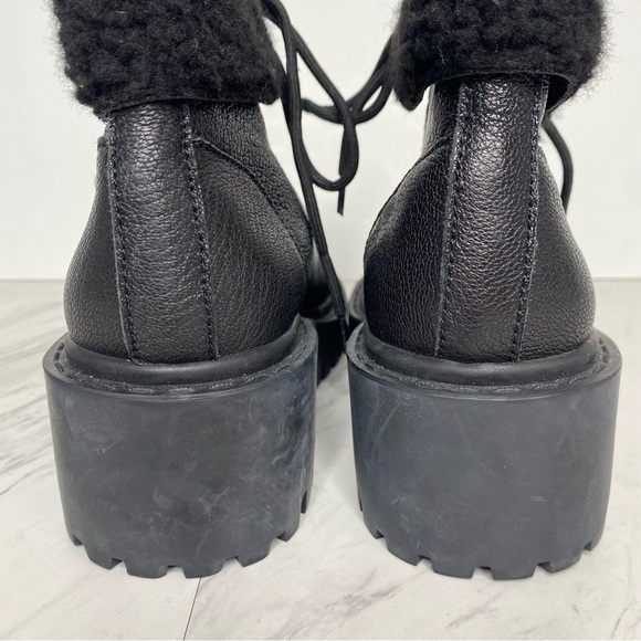New! Kelsi Dagger Brooklyn Faux Fur Lace Up Black Boot 8 - Picture 4 of 14